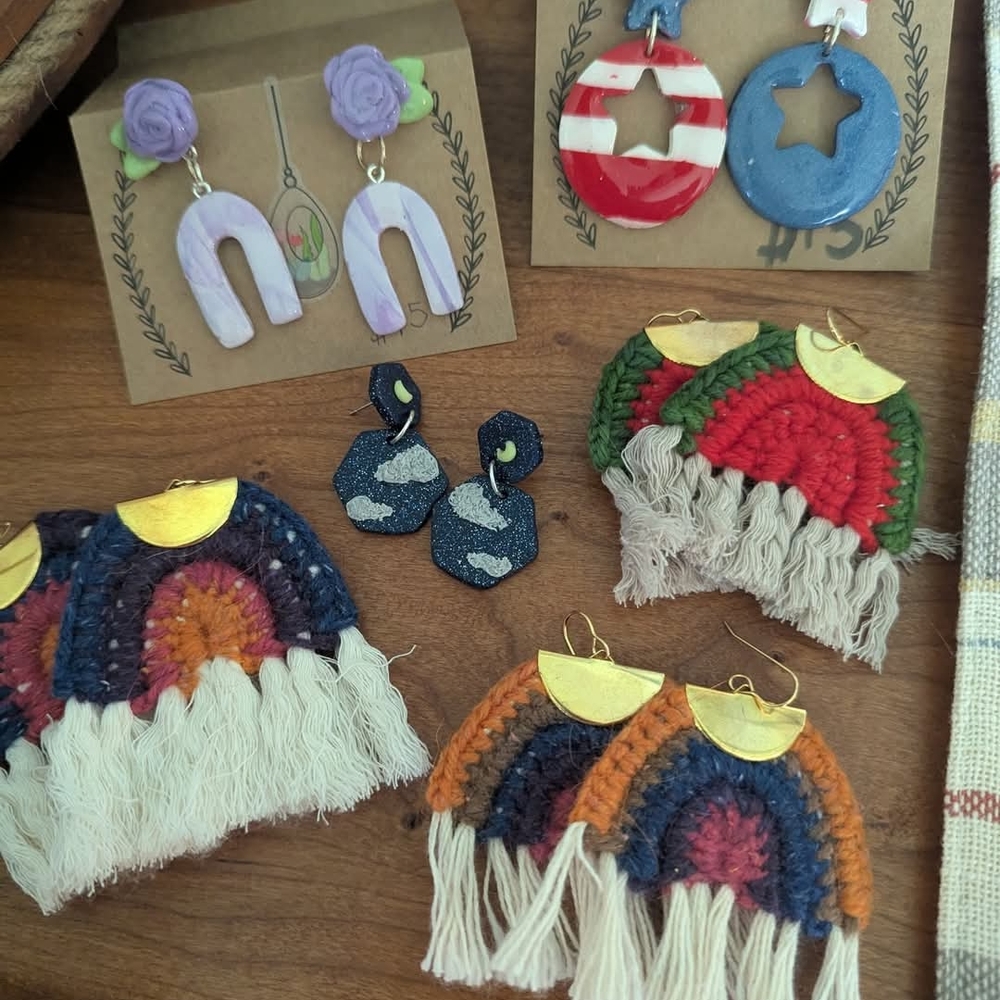 Colorful Crochet Rainbow Earrings Set